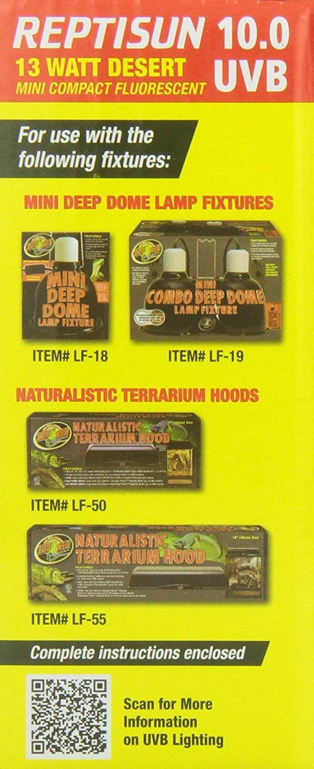 2 Pack Zoo Med Reptisun 10.0 Uvb Mini Compact Fluorescent