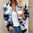 thumbnail image 3 of Fiaer Women Baseball Jacket Plus Size Loose Fit Full Zip up Floral Printed Trendy Casual Comfort Tops with Pocket Navy L, 3 of 4