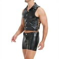 thumbnail image 5 of Delliss Men's 2 Piece Set Button V Neck Vest Matching Tight Shorts, 5 of 9