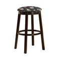 thumbnail image 1 of The Furniture King Bar Stool 24" Tall Wood Dark Brown Espresso Kitchen Game Room Swivel Seat Stool Featuring the Choice of Your Favorite Novelty Theme Fabric Covered Seat Cushion (Skulls Hearts), 1 of 1