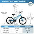 thumbnail image 6 of Linor 24" Kids Mountain Bike for Kids 6-12, 7 Speeds Drivetrain Kids Bike, Girls Boys Bike with Suspension Fork, Dual-Disc Brake, Anti-Slip Butyl Tires, Blue, 6 of 10