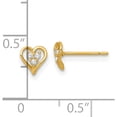 thumbnail image 3 of 14K Yellow Gold Dazzling, Timeless Cubic Zirconia (Cz) White 6 Polished Three Cz Open Heart Post Earrings, 3 of 3