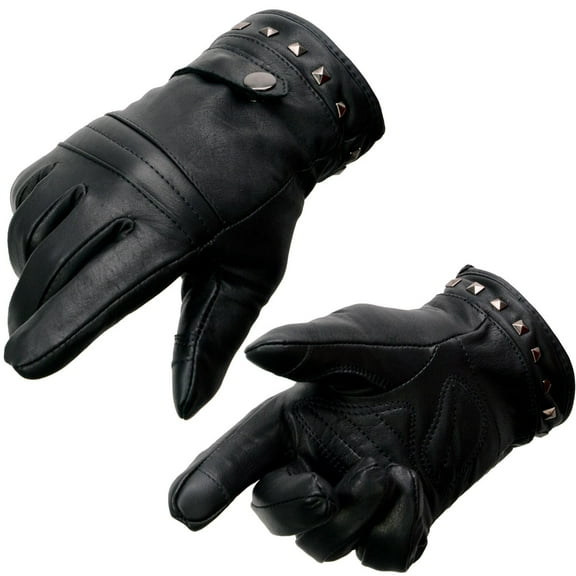 Milwaukee Leather MG7755 Women's Black Leather ’I - Touchscreen Compatible’ Thermal Lined Motorcycle Gloves W/ Gel Palm Medium