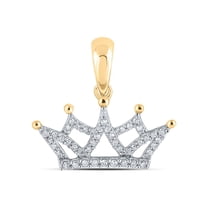 Macey Worldwide Jewelry 10k Yellow Gold Diamond Crown Fashion Pendant 1/6 Ctw