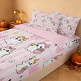 thumbnail image 3 of Homewish Kawaii Ghost Zipper Queen Comforter Set with Fitted Sheet and 2 Pillowcases for Girls, Bowknot Flower Zipper Bedding Set, Light Pink White, Pink Reversible, 3 of 7