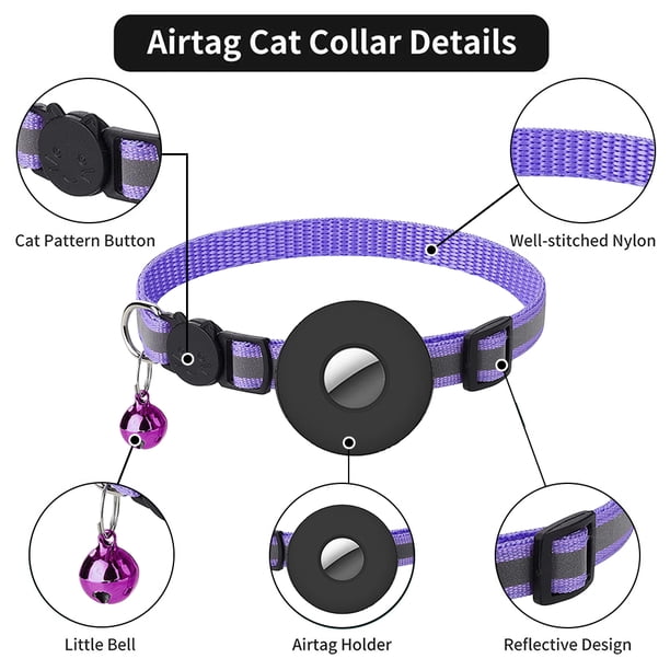 Fashion Gps Tracker Nylon Cat Tracker para accesorios para mascotas al aire libre (púrpura) Likrtyny Para estrenar