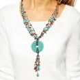thumbnail image 4 of Stunning Turquoise Disc Medallion with Red Coral Statement Necklace, 4 of 4