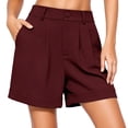 thumbnail image 3 of Shorts for Women 2026 Summer Elastic High Waist Wide Leg Dressy Casual Office Work Shorts with Pockets, 3 of 8