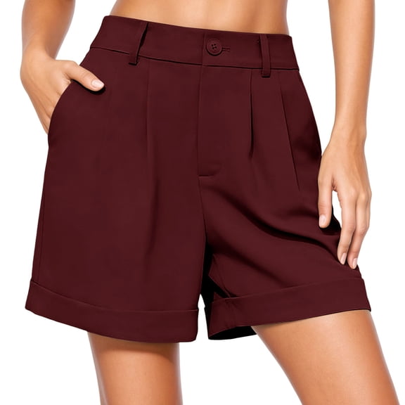 Aihuaihua Womens Shorts Dressy High Waisted Wide Leg Tailored Shorts Pleated Business Casual Work Trouser Shorts XL