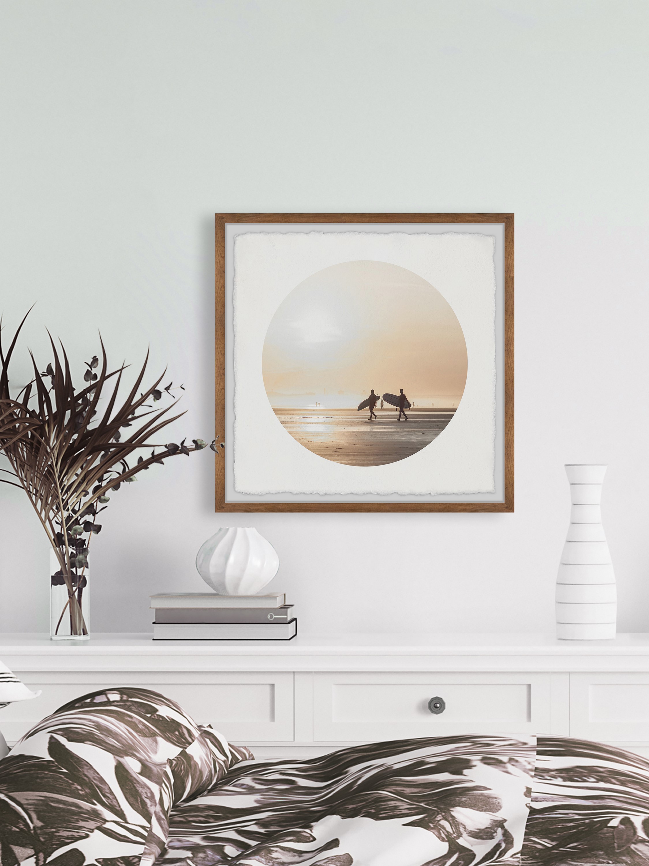 Marmont Hill Sunset Surfers Framed Wall Art, 18" x 18"