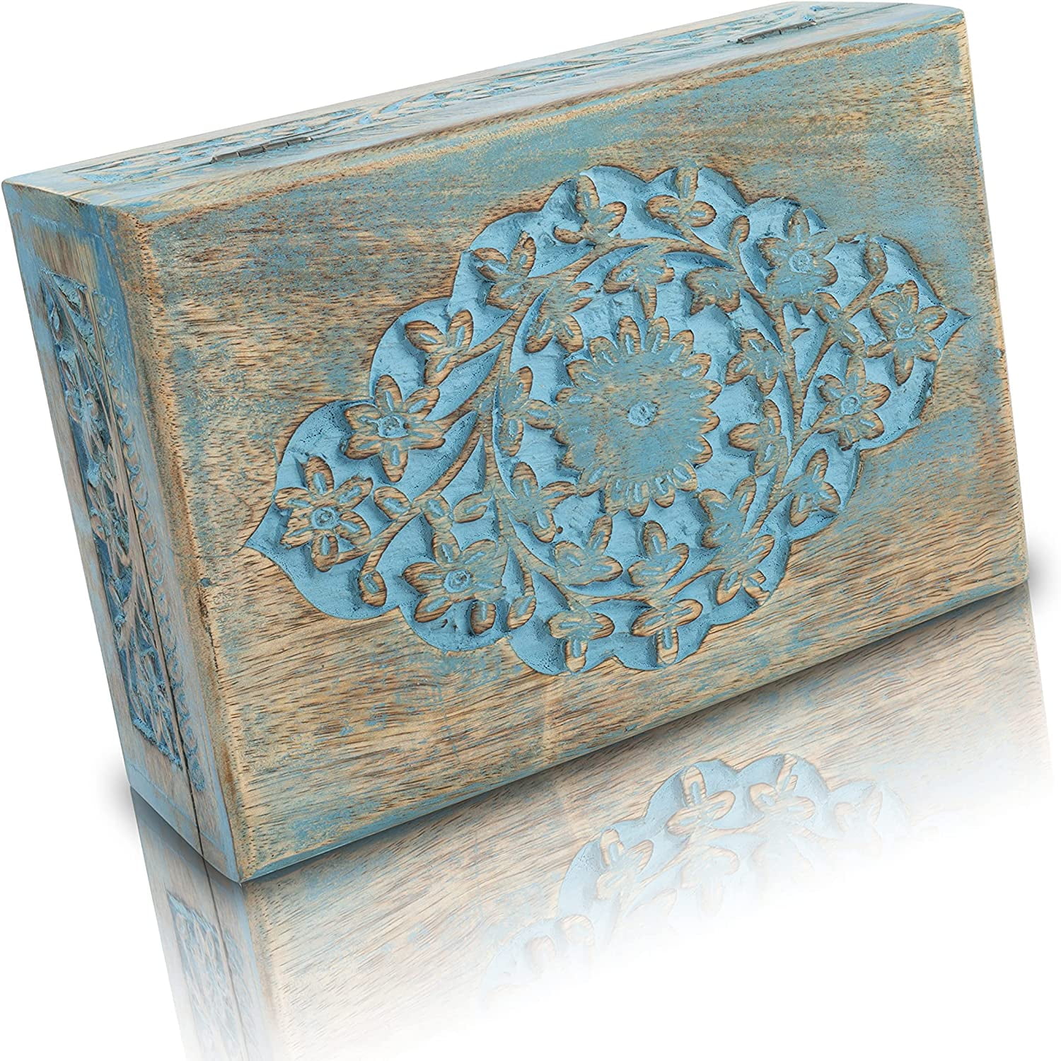 Great Birthday Gift Ideas Handmade Decorative Wooden Jewelry Box with Free  Lock & Key Jewelry Organizer Keepsake Box Treasure Chest Trinket Holder  Lock Box Watch Box 9 x 5 Inch Anniverary Gifts