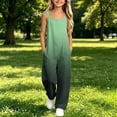 thumbnail image 5 of MKOSPLRT Girls Sleeveless Jumpsuit Adjustable Straps Gradient Print Linen Blend Overalls with Pockets Ages 5 to 14, 5 of 10