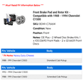 thumbnail image 2 of Front Brake Pad and Rotor Kit - Compatible with 1988 - 1994 Chevy C1500 1989 1990 1991 1992 1993, 2 of 2