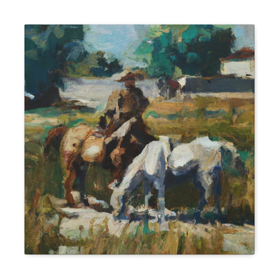 Grazing Horses Pasture - Canvas
