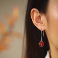thumbnail image 2 of Pendientes de Esfera de Cornalina Roja Timcorr Gancho de Plata 1.38 Pulgadas, 2 of 7