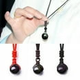 thumbnail image 2 of GKNET Men Women Double Rainbow Eyes Natural Obsidian Bead Pendant Long Chain Jewelry-coffee-14mm, 2 of 9