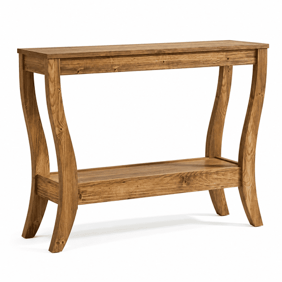 Long Console Table with Curved Wood Legs, Narrow Sofa Table Entryway Table for Living Room Hallway Entry, Modern Rustic Style Furniture
