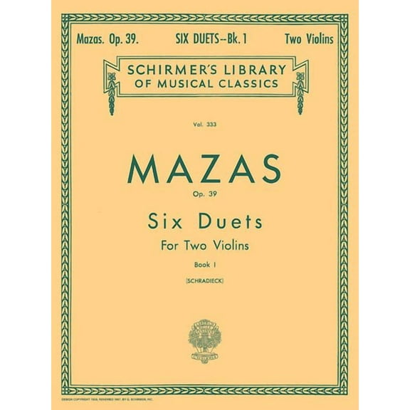 6 Duets, Op. 39 - Book 1: Schirmer Library of Classics Volume 333 (Paperback)