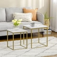 thumbnail image 2 of HOMCOM Modern Square Nesting Coffee Table Set with Faux Marbled Top and Metal Frame, White, 2 of 10