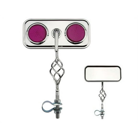 CAGE BICYCLE BIKE MIRROR CHROME WITH PURPLE REFLECTOR Bike part, Bicycle part, bike accessory, bicycle part