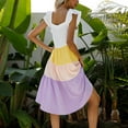thumbnail image 6 of Bigersell Tank Dress Women Fashion Women Summer Sleeveless Square Collar Patchwork Casual Ball Gown Dress Plus Wrap Dress Style 25491, Female Extra long Dresses Purple XS, 6 of 9
