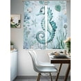 thumbnail image 3 of Teal Seahorse Sheer Curtains 63 Inch Long 2 Panels, Summer Shell Coral Watercolor Nautical Light Filtering Rod Pocket Curtains, Sheer Voile Drapes for Living Room Bedroom, 52"x63", 3 of 8