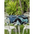 thumbnail image 4 of Outdoor Tablecloth with Umbrella Hole Zipper Abstract Teal Round Tablecloth 60" Waterproof Outside Table Cloth Geometric Zigzag Waves Bohemian Stripes Patio Table Cover Tablecloths for Picnic Party, 4 of 8
