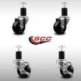 thumbnail image 2 of 3 Inch SS Phenolic Wheel Swivel 1-3/4 Inch Expand Stem Caster Set 2 Brakes SCC, 2 of 2