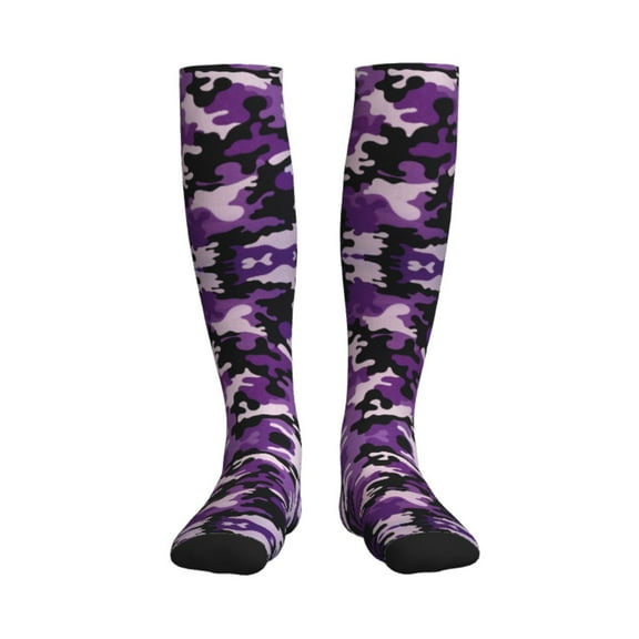Purple Camouflage Compression Socks for Women Men Circulation Graduated Supports Socks for Running Athletic Sports