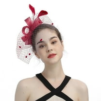 Baberdicy Women's Bow Fascinator Hat - Veil & Feather Design - Wedding/Church Events - Adjustable Hair Clip - Double Duty Headpiece C,One Size