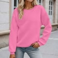 thumbnail image 2 of UJNDER Women's Solid Color Crewneck Sweatshirt Long Sleeve Casual Pullover Fall Winter Basic Sweatshirts for Women Pink XXL, 2 of 9