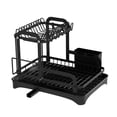 thumbnail image 1 of Rejilla para secar platos para encimera de cocina, escurridor, soporte para utensilios de 2 niveles, estante para fregadero, coladores, 1 of 9