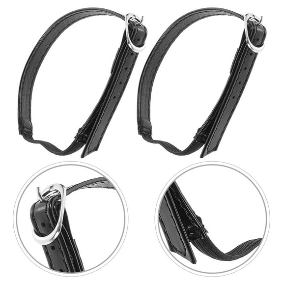 WRISTBIQUE 2Pcs Black Pu Flat Shoe Straps for Preventing Shoes from Falling Off Women Daily Use 12.6X0.4X0.04In