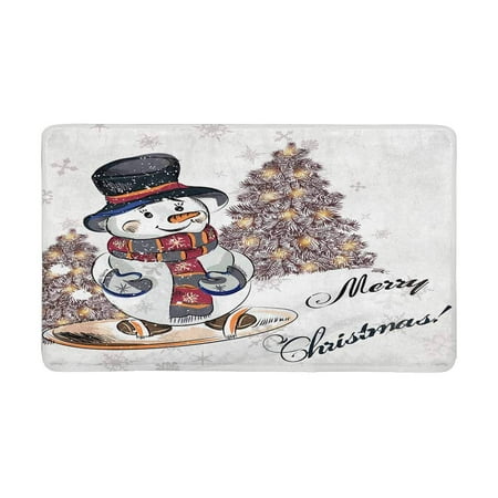 Pop Christmas With Xmas Trees And Little Pretty Snowmen Doormat