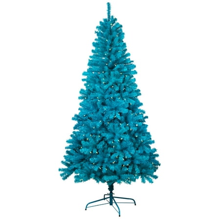 Northlight Pre-Lit Medium Artificial Pine Christmas Tree - 7' - Turquoise - Clear Lights