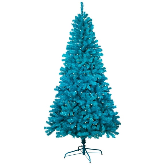Northlight Pre-Lit Medium Pine Artificial Christmas Tree - 6' - Turquoise - Clear Lights