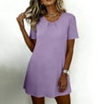 thumbnail image 5 of Sleep Wear Dress for Women New Summer Round Neck Nightgown for Women Loose Fits Pleated Short Sleeve Nightdress Soft Comfy Home Sleepdress, 5 of 9