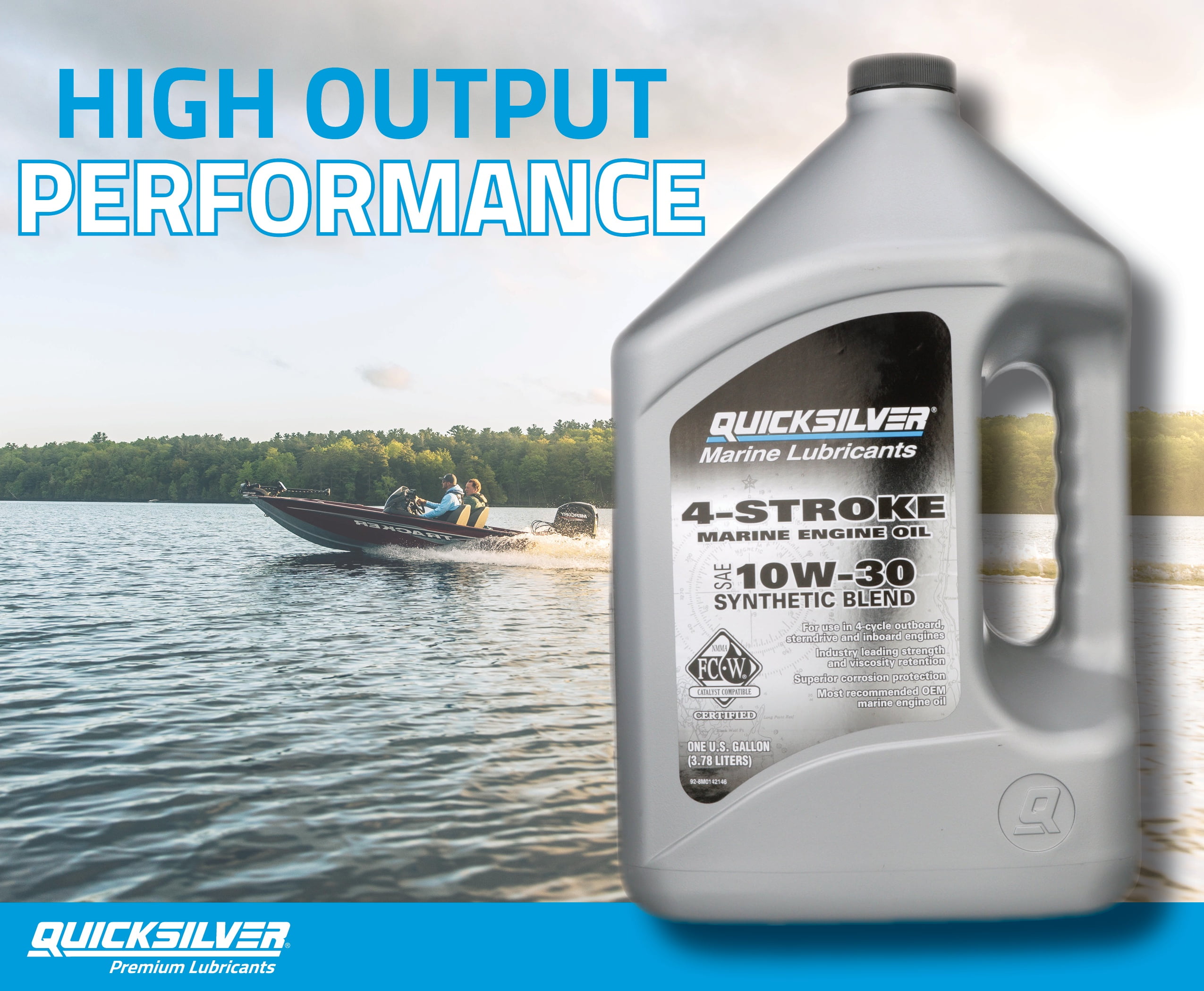 Quicksilver 10W-30 4-Stroke Synthetic Blend Marine Engine Oil, 1 Gallon
