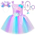 thumbnail image 2 of Vestido de princesa sirena para niñas, vestidos de tutú para fiesta de cumpleaños con flores pastel, disfraz de sirenita de Halloween para niños, ropa, 2 of 5