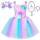 thumbnail image 2 of Vestido de princesa sirena para niñas, vestidos de tutú para fiesta de cumpleaños con flores pastel, disfraz de sirenita de Halloween para niños, ropa, 2 of 5