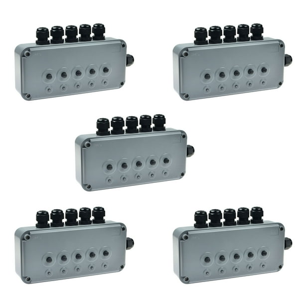 GREENCYCLE 5 Pack 15A 125VAC 5Gang Power Control Switch Junction Box