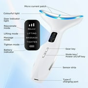 Microcurrent Neck & Face Massager – 3 LED Light Therapy, Vibration & Heat – Portable Skin Lifting & Firming Device for Neck, Chin & Jawline