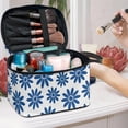 thumbnail image 5 of HELLHERO Storage Pockets Large Makeup Bag Blue Daisies on White Perfect For Travel And Daily Use Large Capacity Vanity Storage, 5 of 6
