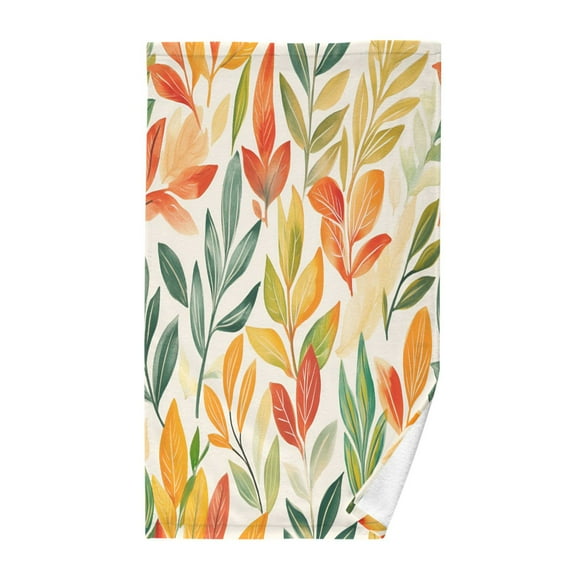 Yayeee 100% Cotton Hand Towels for Bathroom 16" x 28" Soft Absorbent Kitchen Towel, Orange Autumn Leaves