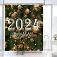 thumbnail image 4 of 2024 Happy New Year Shower Curtain for Bathroom, Merry Christmas Shower Curtain Set Waterproof Fabric Bathtub Curtain Decor with 12 Hooks, 72x72 inches, 4 of 6