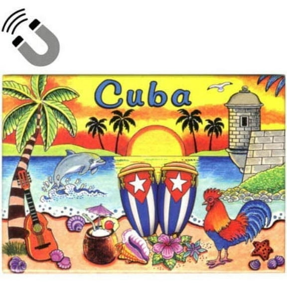 Cuba Scene Caribbean Fridge Collector's Souvenir Magnet 2.5 x 3.5