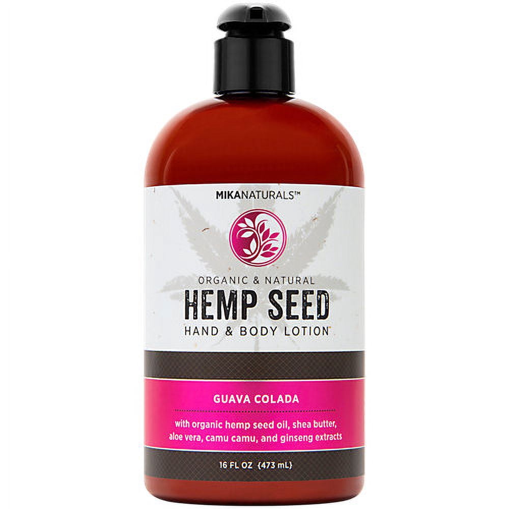 Mika Naturals Guava Colada Hemp Seed Hand & Body Lotion for Dry Skin, 16 fl oz
