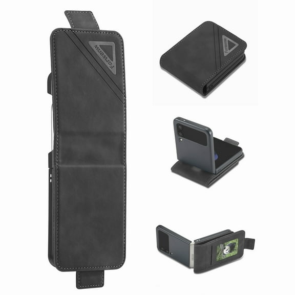 Nalacover Wallet Case for Samsung Galaxy Z Flip 3, Card Slots Holder Luxury Premium PU Leather Flip Folio Phone Cover with Magnetic Clasp Soft Silicone Shockproof Anti-Scratches Case,Black