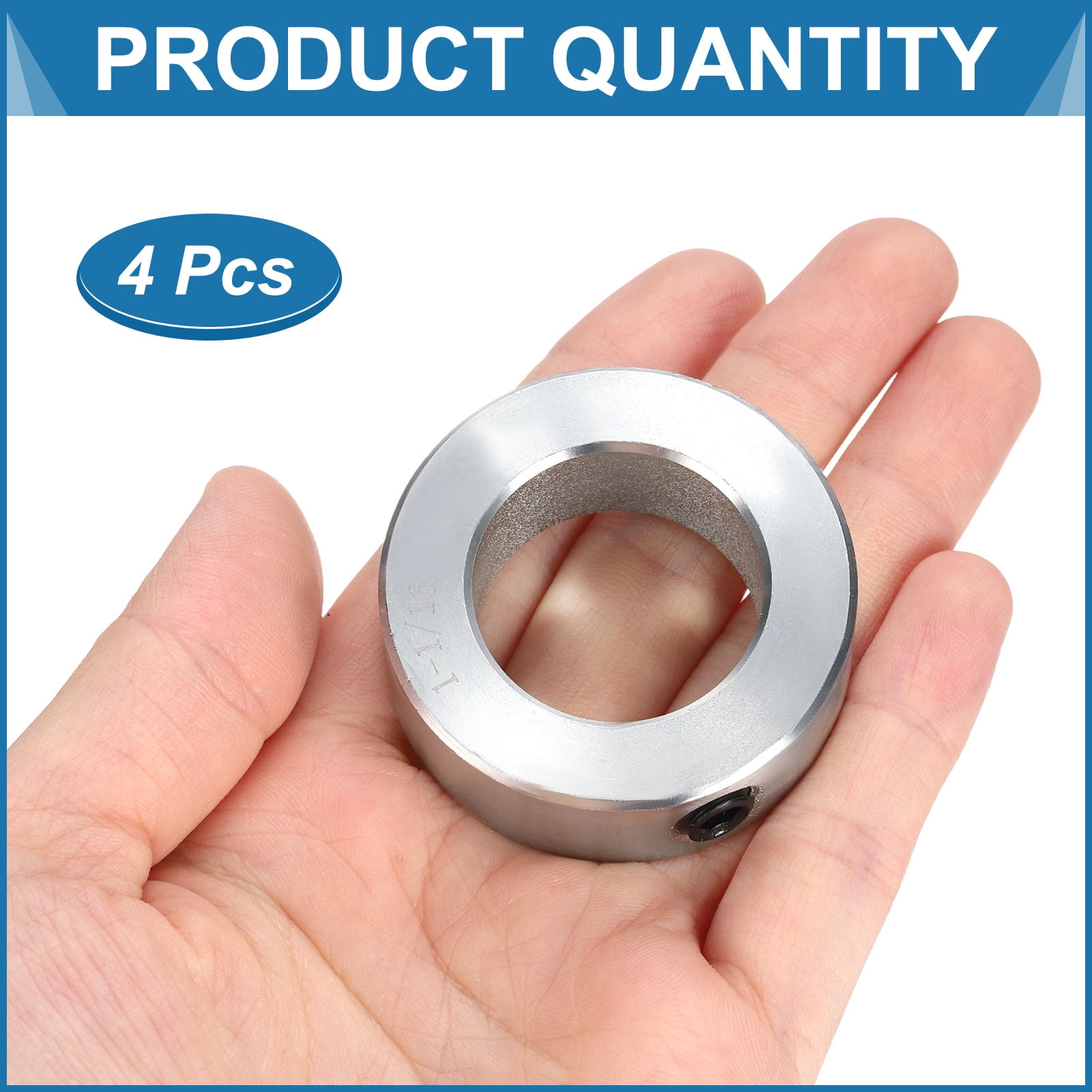 4 Pack Set Screw Collars 1-1/16" Bore Carbon Steel Shaft Collars, 1-3/4" OD