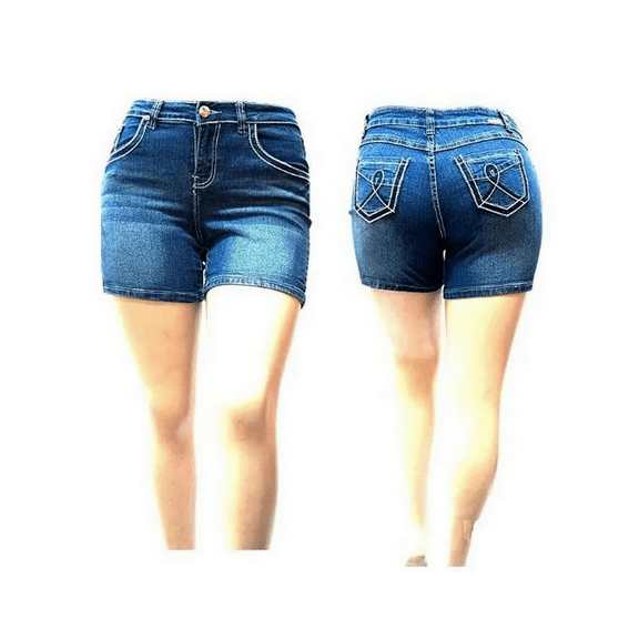LA BONITA Women's Premium Plus Size Blue Denim Jeans Shorts Stretch